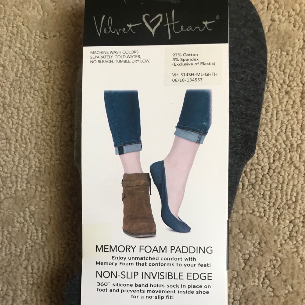 Memory Foam Shoe Liners - Velvet Heart - a pack of 5 (which is 10 shoe liners)
